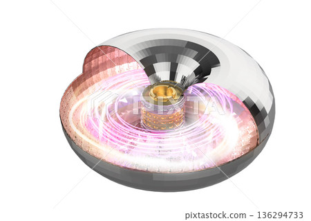 Smr or small modular nuclear fusion reactor core with magnetic ring in torus shape 136294733