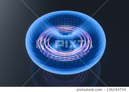 Smr or small modular nuclear fusion reactor core with magnetic ring in torus shape 136294734