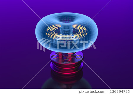 Smr or small modular nuclear fusion reactor core with magnetic ring in torus shape 136294735