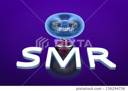 Smr or small modular nuclear fusion reactor core with magnetic ring in torus shape 136294736