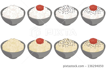 Brown rice and white rice set Brown rice and white rice set 136294850