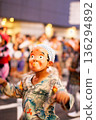 Summer festival, boy dancing wearing a Hyottoko mask 136294892