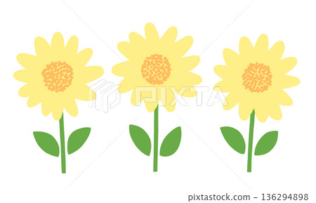 一排可愛的向日葵 136294898
