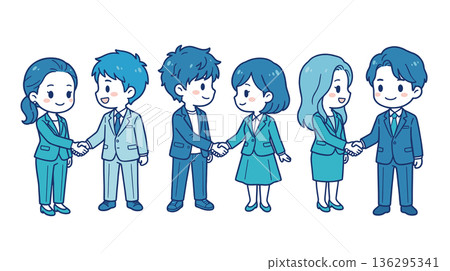 商務握手插圖集,包含合約、協議、合作夥伴關係場景 商務握手插圖集,包含合約、協議、合作夥伴關係場景 136295341