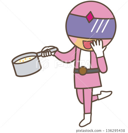 A character illustration of a hero who supports life and health through cooking A character illustration of a hero who supports life and health through cooking 136295438