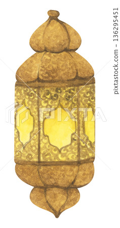 Watercolor Illustration of Ramadan Lantern. Watercolor Illustration of Ramadan Lantern. 136295451