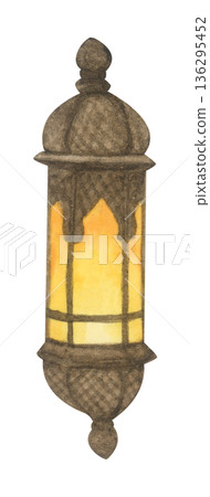 Watercolor Illustration of Ramadan Lantern. Watercolor Illustration of Ramadan Lantern. 136295452