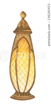 Watercolor Illustration of Ramadan Lantern. Watercolor Illustration of Ramadan Lantern. 136295453
