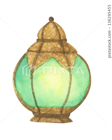 Watercolor Illustration of Ramadan Lantern. Watercolor Illustration of Ramadan Lantern. 136295455