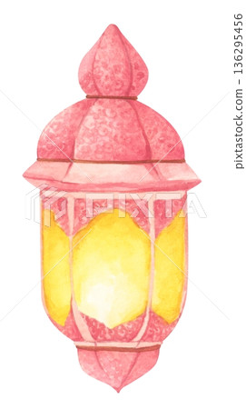 Watercolor Illustration of Ramadan Lantern. Watercolor Illustration of Ramadan Lantern. 136295456