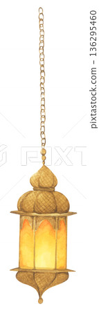 Watercolor Illustration of Ramadan Lantern. Watercolor Illustration of Ramadan Lantern. 136295460