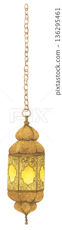 Watercolor Illustration of Ramadan Lantern. Watercolor Illustration of Ramadan Lantern. 136295461