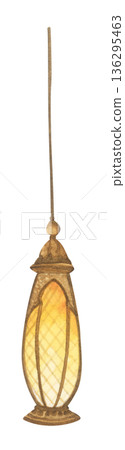 Watercolor Illustration of Ramadan Lantern. Watercolor Illustration of Ramadan Lantern. 136295463