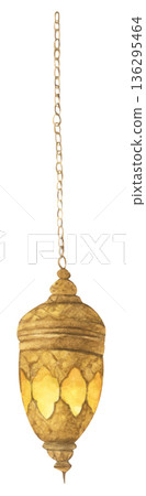 Watercolor Illustration of Ramadan Lantern. 136295464