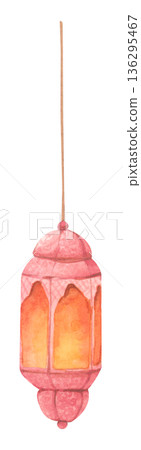 Watercolor Illustration of Ramadan Lantern. 136295467