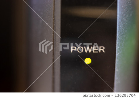 Close up on the power light of the device Close up on the power light of the device 136295704