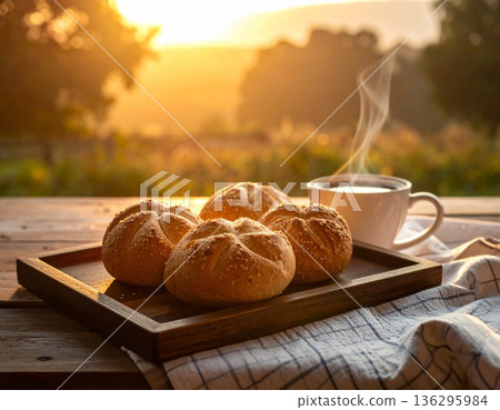 A close-up shot of a large wooden pestle pounding cassava, with motion blur, showcasing traditional food preparation techniques 136295984