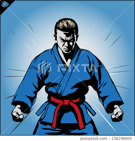 Judo wrestler in a blue kimono 136296005