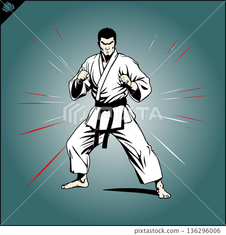 Kyokushin fullcontact karateka in a white kimono 136296006