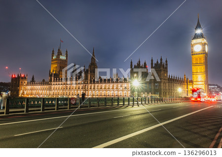 London: The Palace of Westminster illuminated 136296013