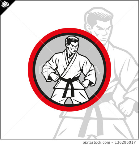 Martial art colored simbol design. Karate emblem. 136296017