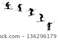 Skier jumping silhouette continuous movement (vector material) 136296179