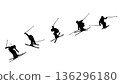 Skier jumping silhouette continuous movement (vector material) 136296180