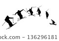 Skier jumping silhouette continuous movement (vector material) 136296181