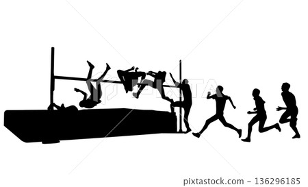 高跳遠 - 後跳連續輪廓（向量素材） 136296185