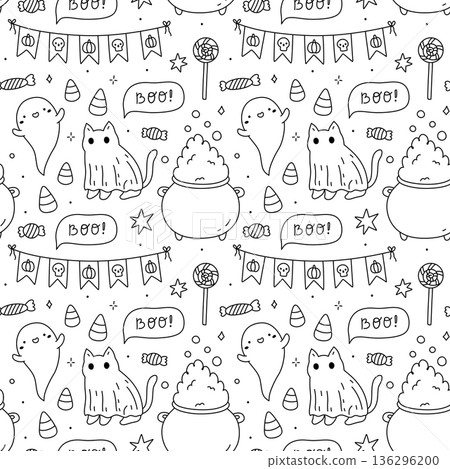 Cute Halloween seamless pattern 136296200