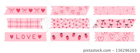 Cute pink washi tape set with pattern 136296203