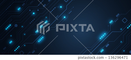 Dark blue digital circuit board diagonal lines with glowing data light nodes Dark blue digital circuit board diagonal lines with glowing data light nodes 136296471