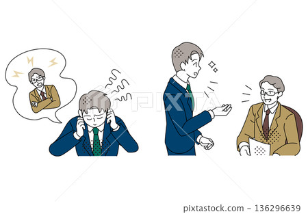 Illustration of a businessman working under the guidance of his boss 136296639