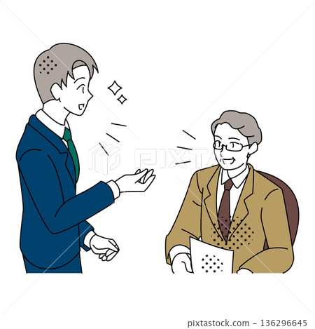 這是一幅商務溝通的插圖,圖中經理正在向他的老闆解釋工作細節。 這是一幅商務溝通的插圖,圖中經理正在向他的老闆解釋工作細節。 136296645