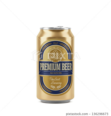Canned beer illustration glass realistic Canned beer illustration glass realistic 136296673