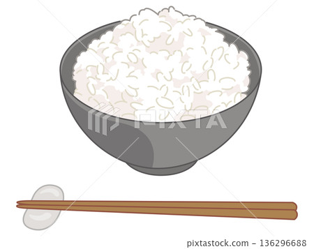 圖示：白飯、筷子和筷架 136296688