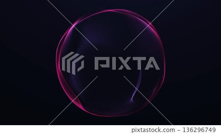 Smooth red and purple gradient energy sphere with soft glowing plasma surface and subtle luminous waves on dark background. Futuristic abstract orb with elegant depth and modern digital atmosphere. 136296749