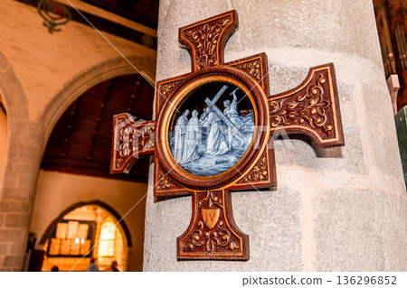 Roscoff cathedral, finistere, brittany, france, interiors 136296852