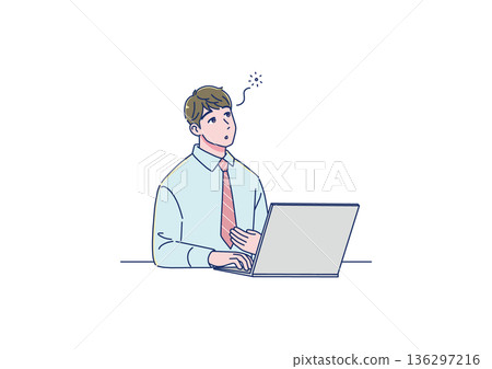A young man in poor health using a computer A young man in poor health using a computer 136297216