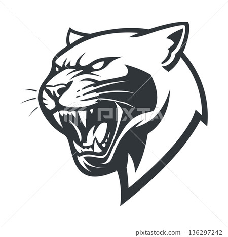 puma head mascot logo design vector template 136297242
