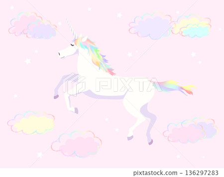 夢幻般的飛翔獨角獸插畫 夢幻般的飛翔獨角獸插畫 136297283