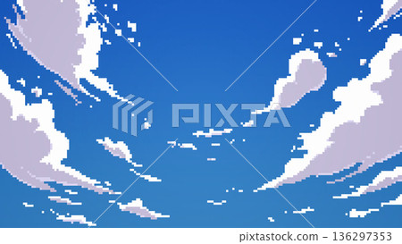 Pixel art of blue sky and clouds 136297353