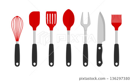 Set of kitchen utensil icons without background. 136297380