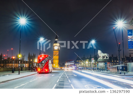 London at night: Palace of Westminster seen from Waterloo London at night: Palace of Westminster seen from Waterloo 136297590