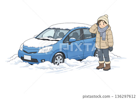 Car stuck in snow Car stuck in snow 136297612