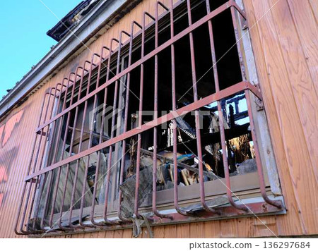 Private house burned by fire Fire Private house burned by fire Fire 136297684