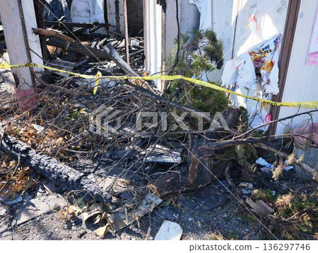 Private house burned by fire Fire Private house burned by fire Fire 136297746