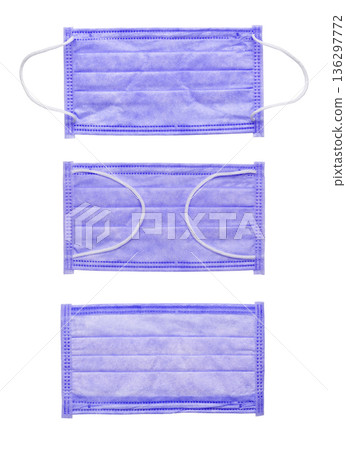 Set of azure medical masks isolated on white background. Set of azure medical masks isolated on white background. 136297772