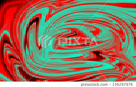 Red and turquoise abstract fluid swirl background with vibrant motion 136297876