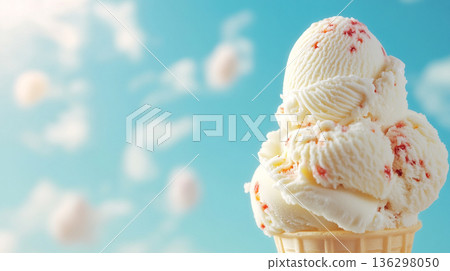 Spring sky, strawberry and vanilla ice cream AI image Spring sky, strawberry and vanilla ice cream AI image 136298050